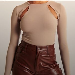 Abercrombie and Fitch Soft Collection Tan Cut Out Bodysuit NWT